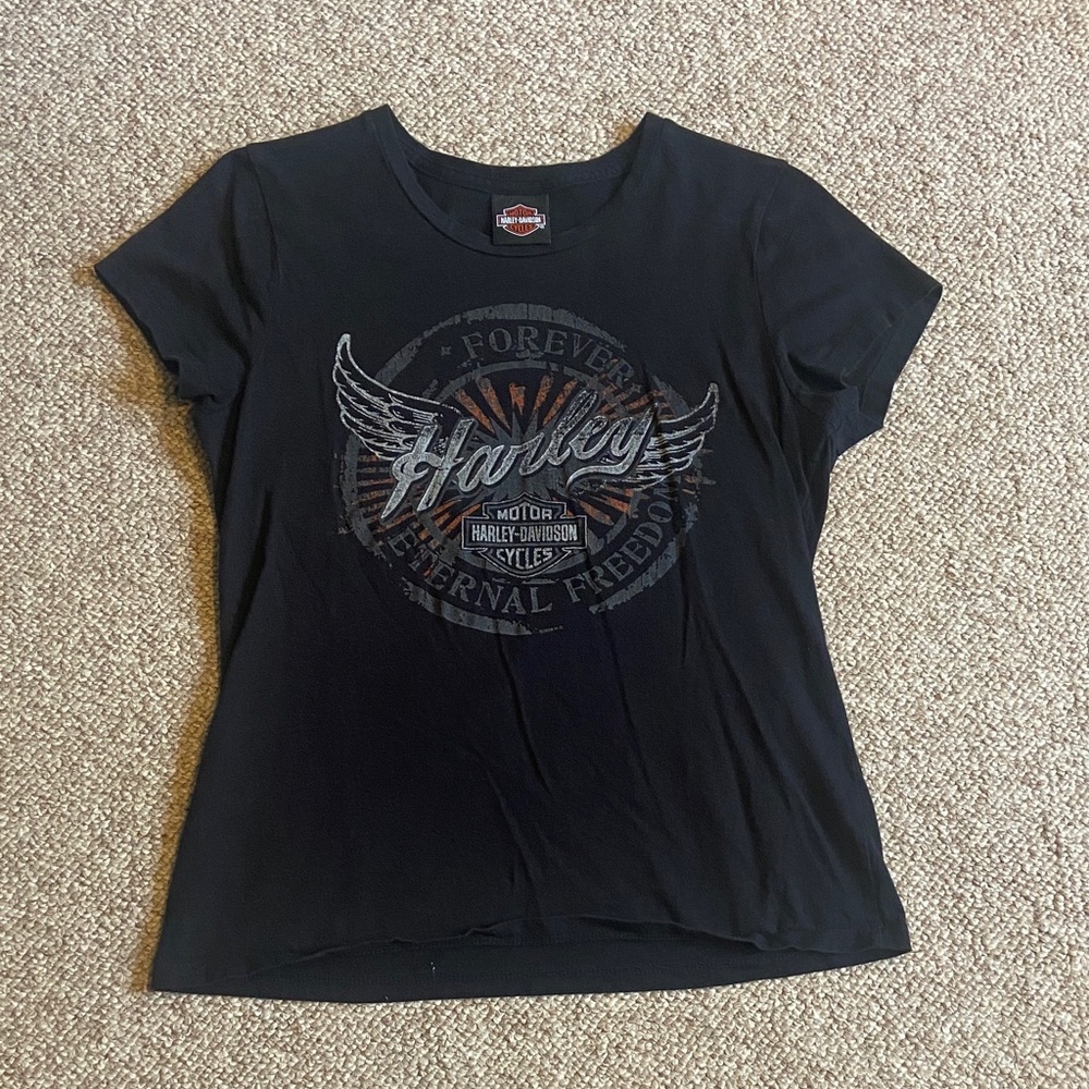 Harley-Davidson Black and Gray Graphic Tee